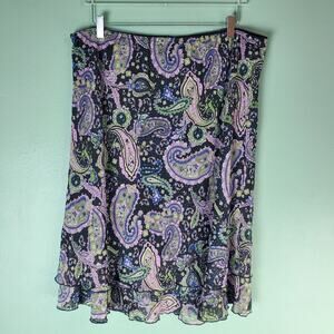 VTG Briggs New York Midi Skirt Womens 2X Y2K Goth Whimsygoth Paisley Fairy Boho